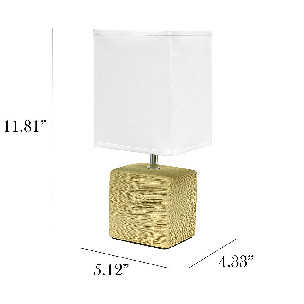 Left View: Simple Designs - Petite Faux Stone Table Lamp with Fabric Shade - Beige base/White shade