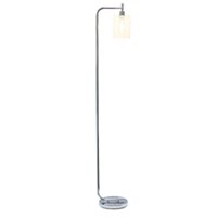 Simple Designs - Modern Iron Lantern Floor Lamp with Glass Shade - Chrome - Front_Zoom