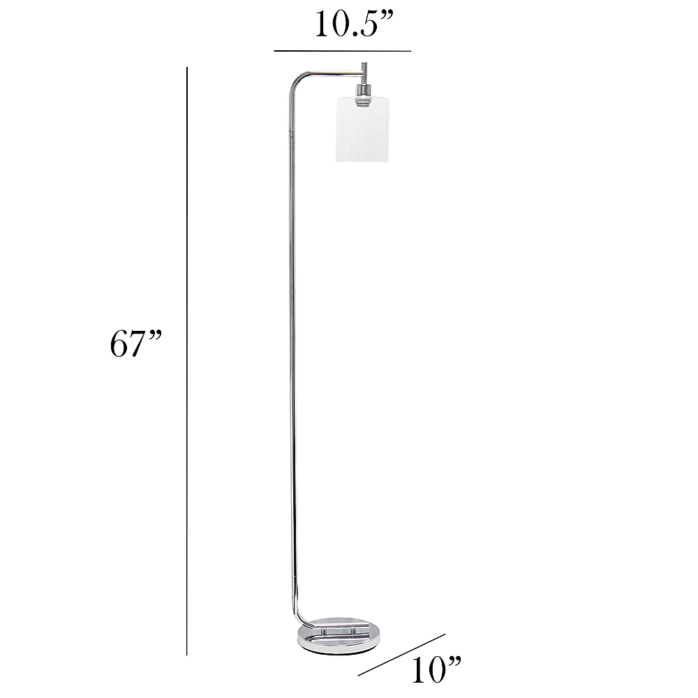 Left View: Simple Designs - Modern Iron Lantern Floor Lamp with Glass Shade - Chrome