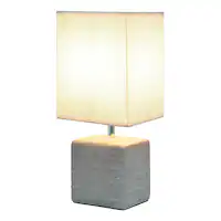 Simple Designs - Petite Faux Stone Table Lamp with Fabric Shade - Gray base/White Shade - Front_Zoom