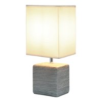 Simple Designs - Petite Faux Stone Table Lamp with Fabric Shade - Gray base/White Shade - Front_Zoom
