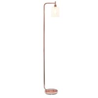 Simple Designs - Modern Iron Lantern Floor Lamp with Glass Shade - Rose Gold - Front_Zoom