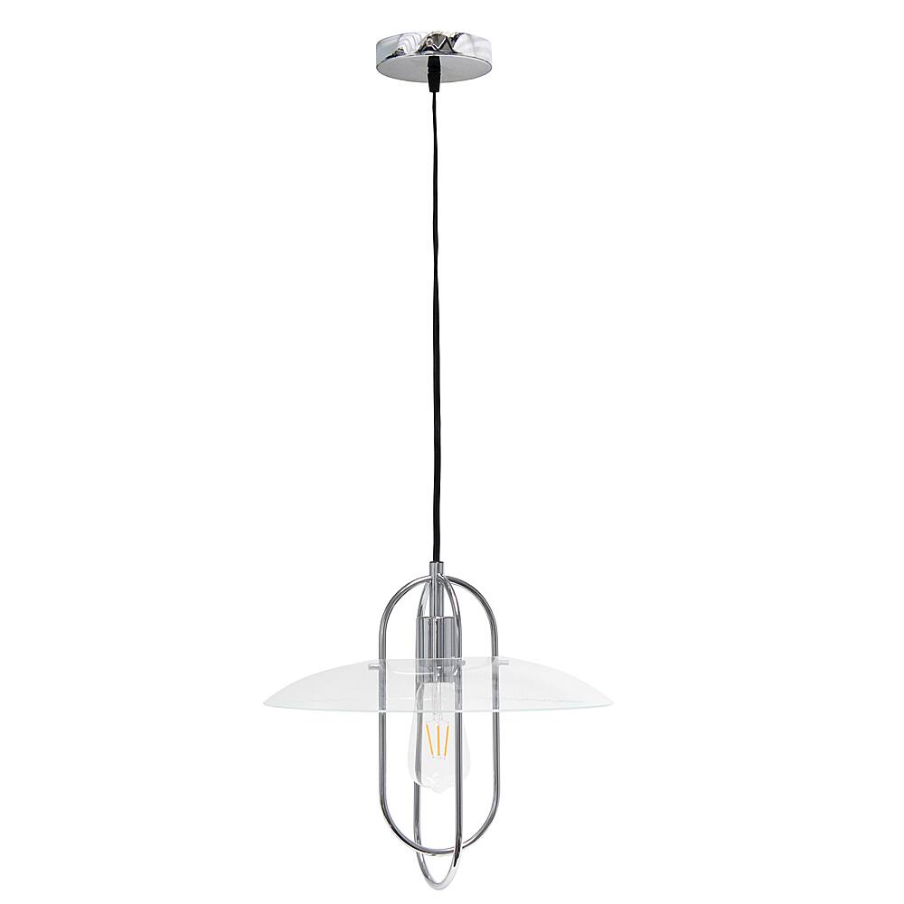 Angle View: Lalia Home - 1 Light Elongated Metal Pendant Light - Chrome