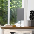Alt View Zoom 11. Simple Designs - Petite White Stick Lamp with USB Charging Port and Fabric Shade - White base/Gray shade.