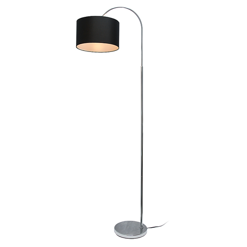 Simple Designs - Arched Brushed Nickel Floor Lamp - Brushed Nickel base/Black shade