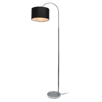 Simple Designs - Arched Brushed Nickel Floor Lamp - Brushed Nickel base/Black shade - Front_Zoom