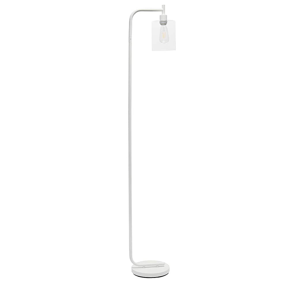 Angle View: Simple Designs - Modern Iron Lantern Floor Lamp with Glass Shade - White