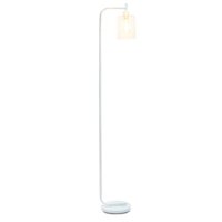 Simple Designs - Modern Iron Lantern Floor Lamp with Glass Shade - White - Front_Zoom