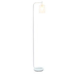 Simple Designs - Modern Iron Lantern Floor Lamp with Glass Shade - White - Front_Zoom