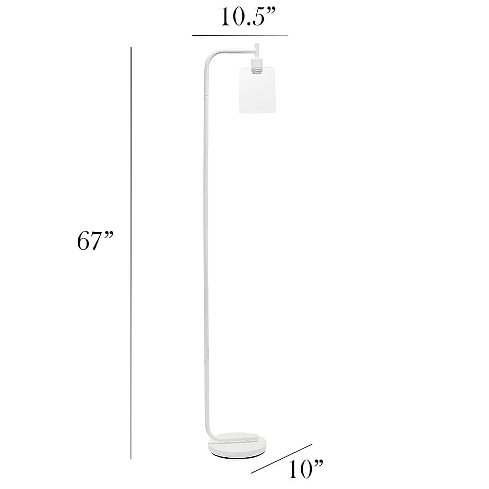 Left Zoom. Simple Designs - Modern Iron Lantern Floor Lamp with Glass Shade - White.