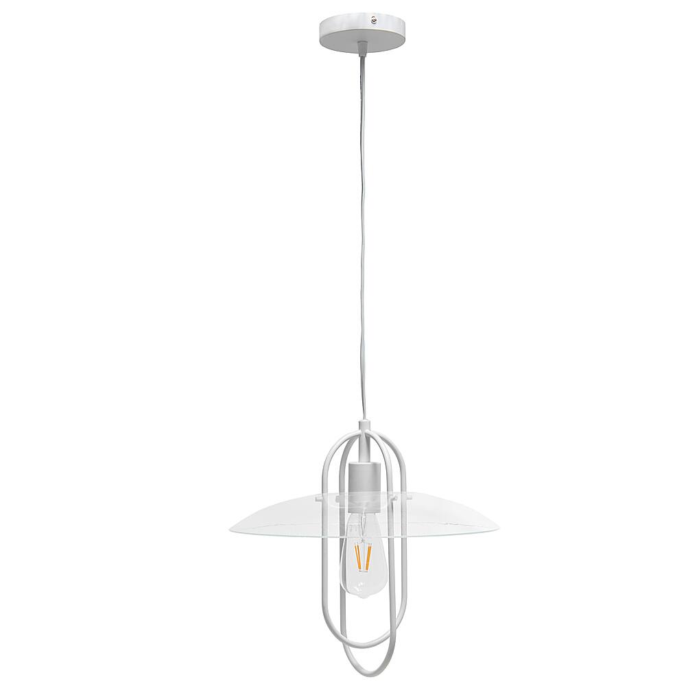 Angle View: Lalia Home - 1 Light Elongated Metal Pendant Light - White