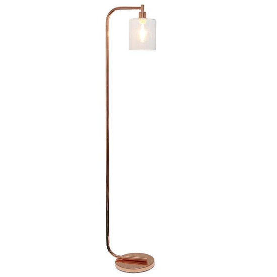 Simple Designs Antique Style Industrial, Rose Gold Lamp Floor