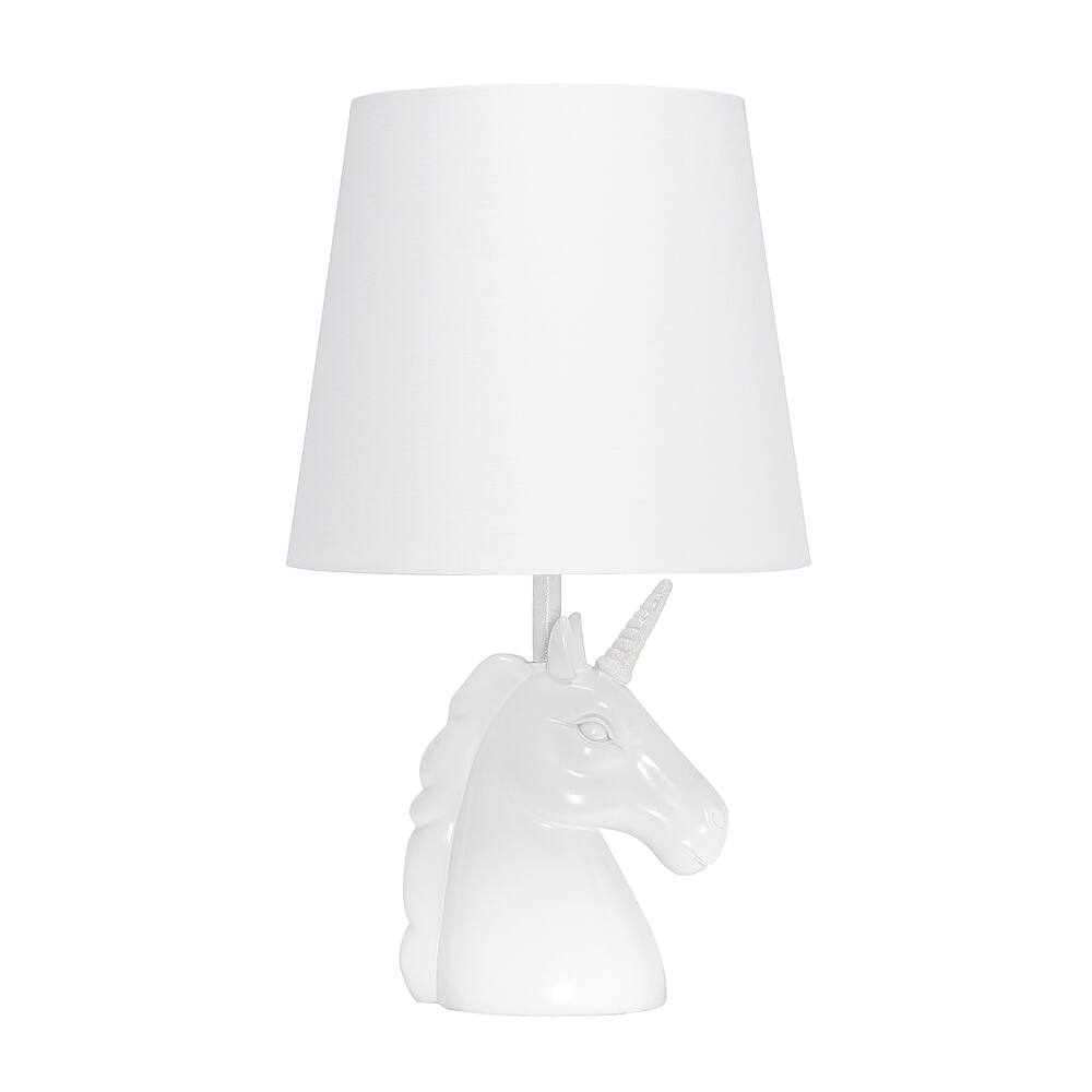 Angle. Simple Designs - Sparkling Iridescent and White Unicorn Table Lamp - Iridescent.