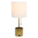 Front. Simple Designs - Hammered Metal Organizer Table Lamp with USB charging port and Fabric Shade - Gold base/White shade.