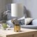 Alt View 12. Simple Designs - Hammered Metal Organizer Table Lamp with USB charging port and Fabric Shade - Gold base/White shade.