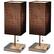 Front. Simple Designs - Petite Stick Lamp with USB Charging Port and Fabric Shade 2 Pack Set - Brushed Nickel base/Black shade.
