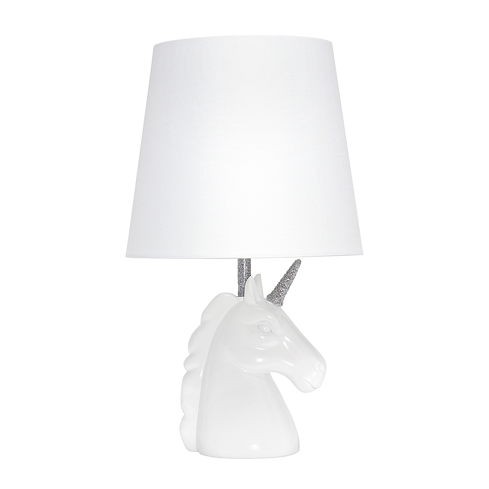 Angle View: Simple Designs - Sparkling Silver and White Unicorn Table Lamp - Silver