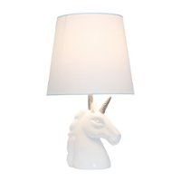 Simple Designs - Sparkling Silver and White Unicorn Table Lamp - Silver - Front_Zoom