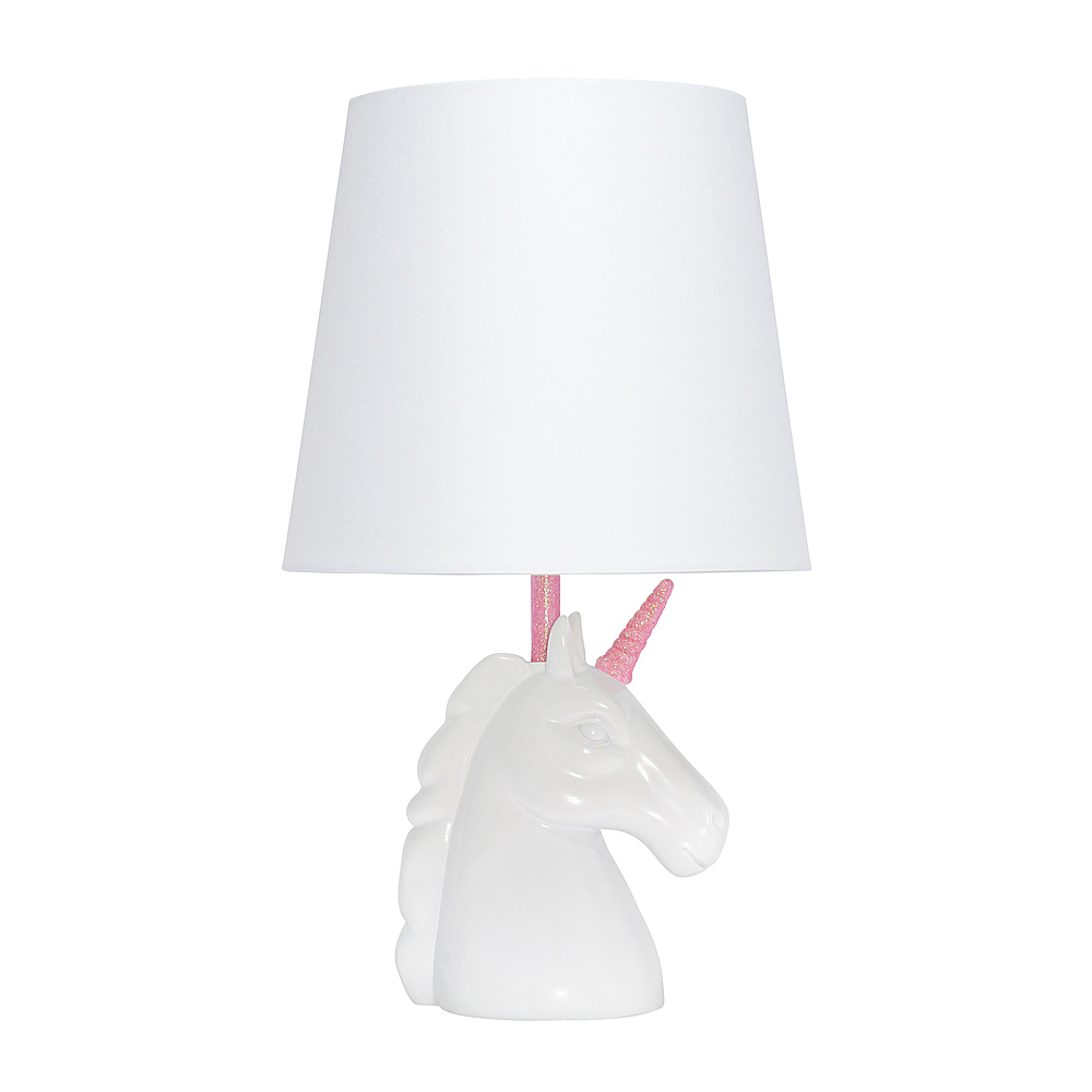 Angle View: Simple Designs - Sparkling Pink and White Unicorn Table Lamp - Pink