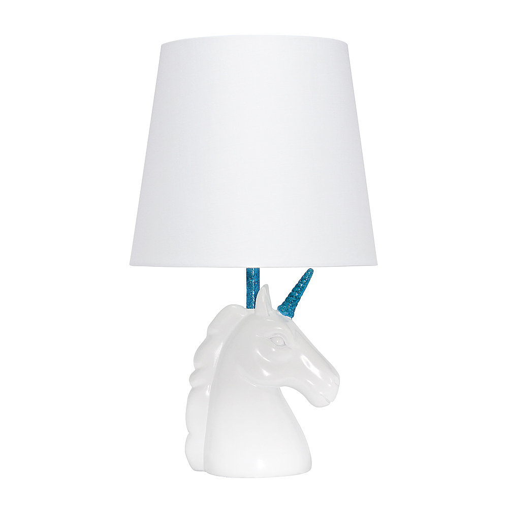 Angle View: Simple Designs - Sparkling Blue and White Unicorn Table Lamp - Blue