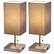 Front. Simple Designs - Petite Stick Lamp with USB Charging Port and Fabric Shade 2 Pack Set - Brushed Nickel base/Gray shade.