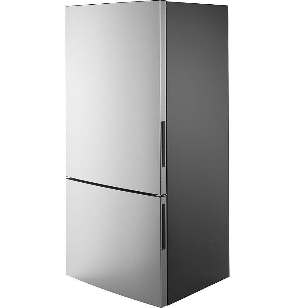 Angle. GE - ® ENERGY STAR® 17.7 Cu. Ft. Bottom-Freezer Refrigerator - Stainless Steel.
