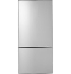 GE - ® ENERGY STAR® 17.7 Cu. Ft. Bottom-Freezer Refrigerator - Stainless steel - Front_Zoom