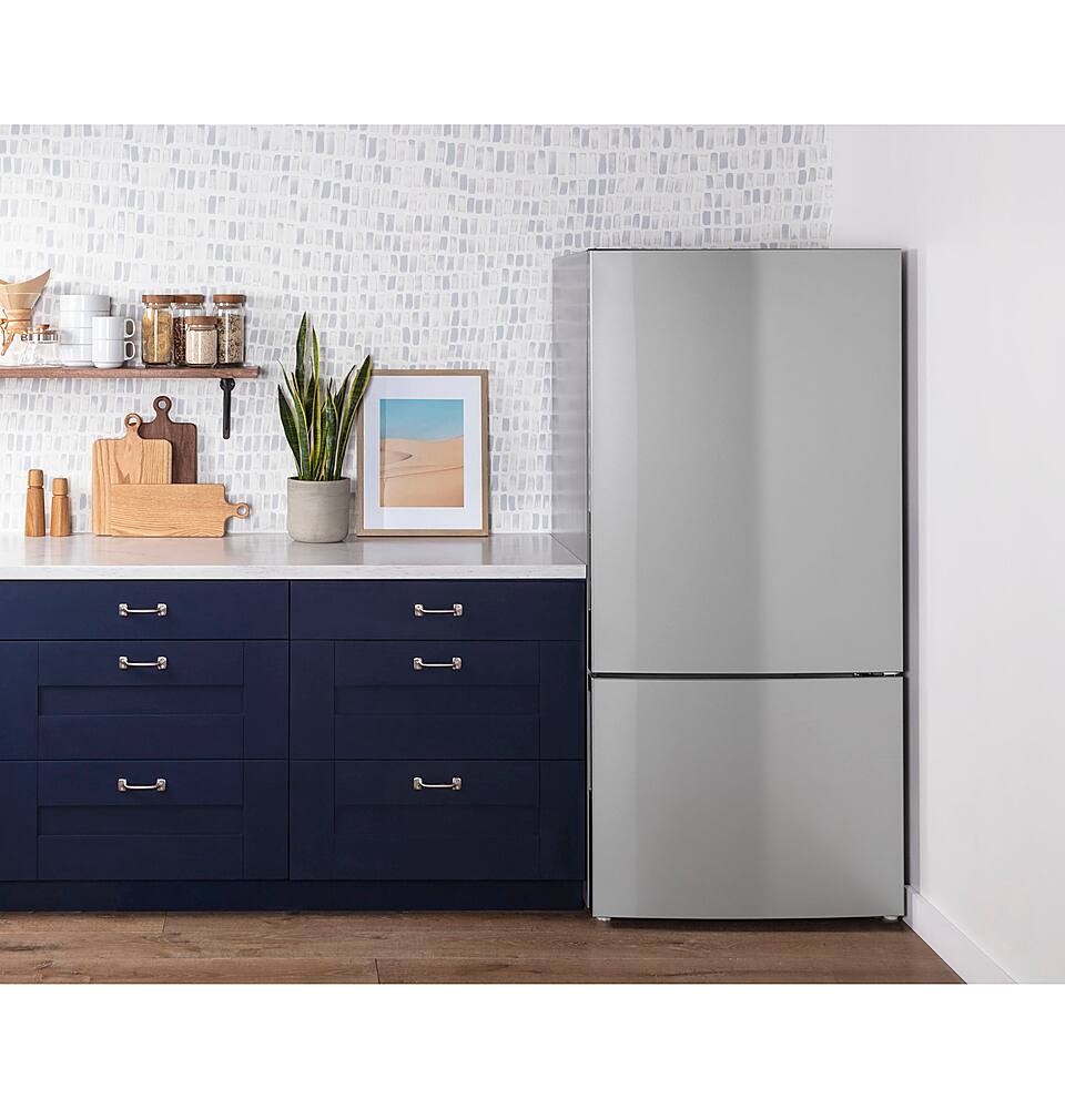 Alt View 12. GE - ® ENERGY STAR® 17.7 Cu. Ft. Bottom-Freezer Refrigerator - Stainless Steel.