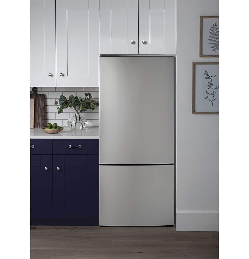 Alt View 21. GE - ® ENERGY STAR® 17.7 Cu. Ft. Bottom-Freezer Refrigerator - Stainless Steel.