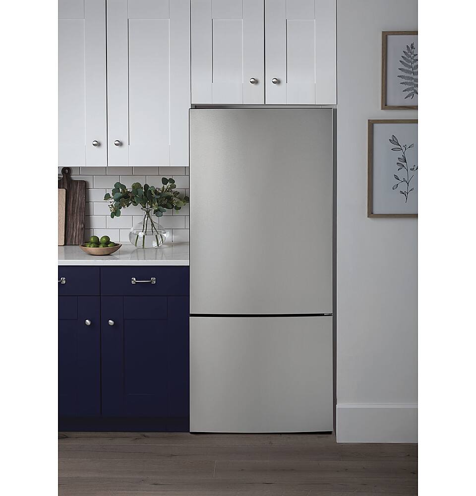 Alt View 21. GE - ® ENERGY STAR® 17.7 Cu. Ft. Bottom-Freezer Refrigerator - Stainless Steel.