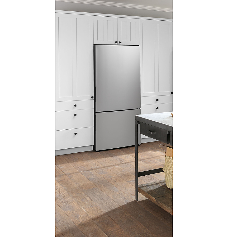 Alt View 28. GE - ® ENERGY STAR® 17.7 Cu. Ft. Bottom-Freezer Refrigerator - Stainless Steel.