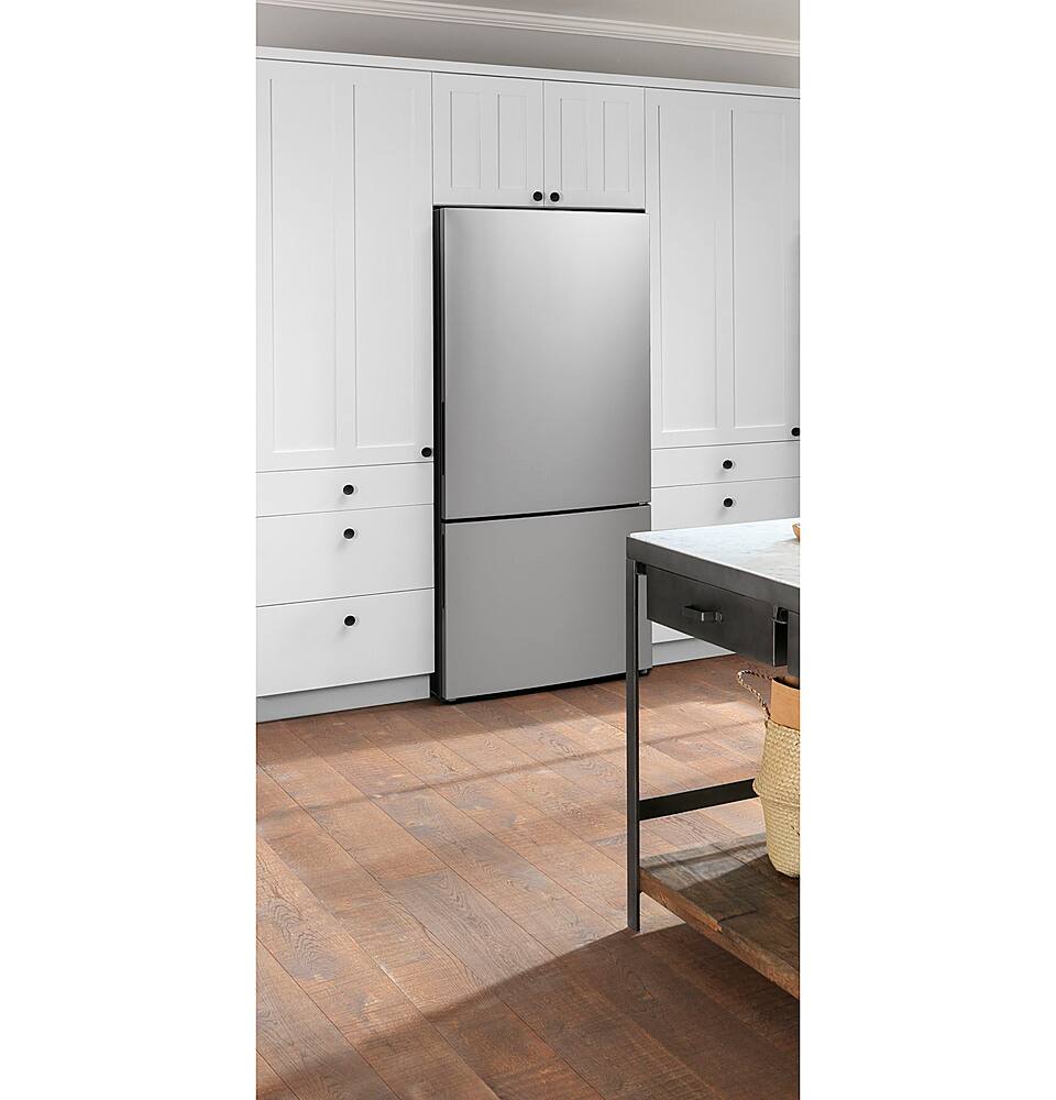 Alt View 28. GE - ® ENERGY STAR® 17.7 Cu. Ft. Bottom-Freezer Refrigerator - Stainless Steel.