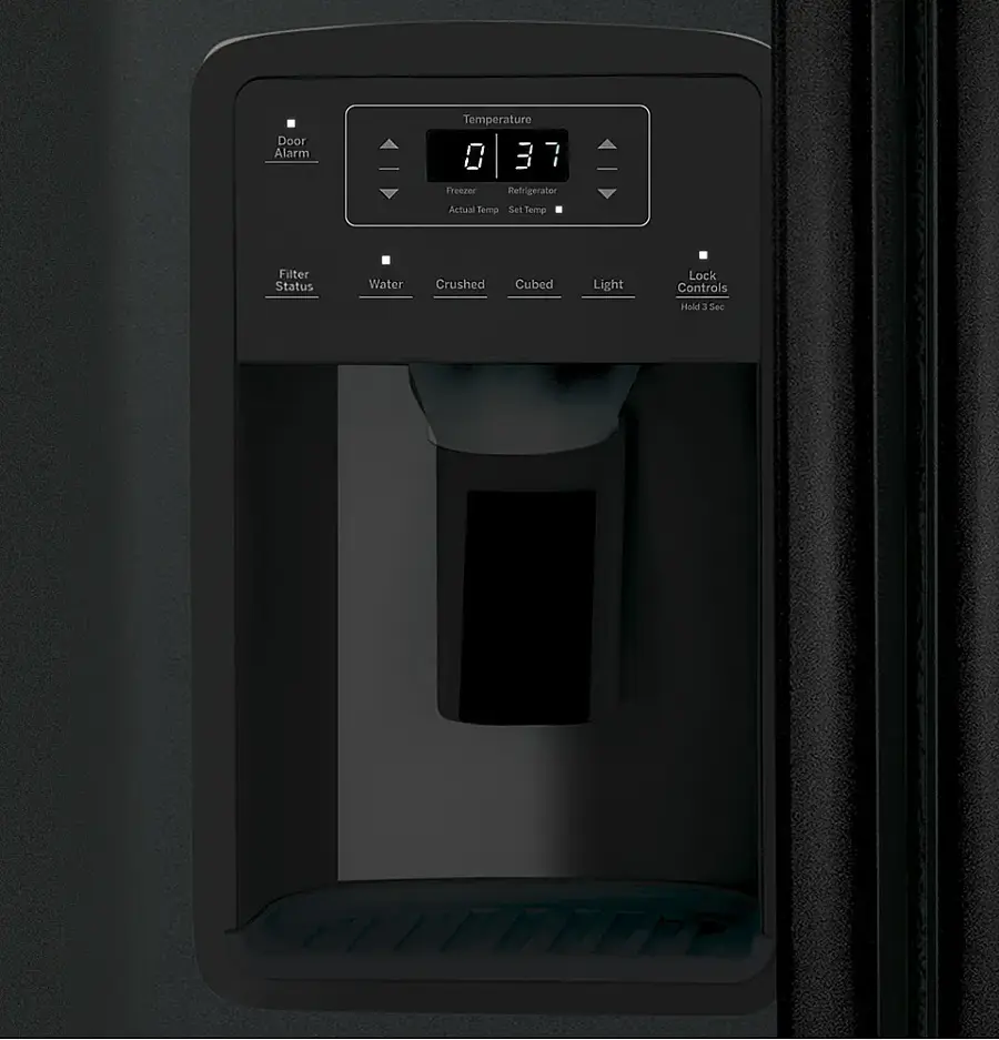 Alt View 13. GE - 23.2 Cu. Ft. Side-by-Side Refrigerator with External Ice & Water Dispenser - High Gloss Black.