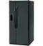 Left. GE - 23.2 Cu. Ft. Side-by-Side Refrigerator with External Ice & Water Dispenser - High Gloss Black.