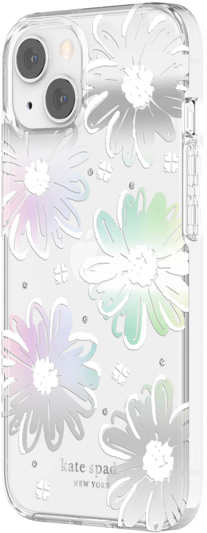 Angle. kate spade new york - Protective Hardshell Case for iPhone 13 - Daisy.