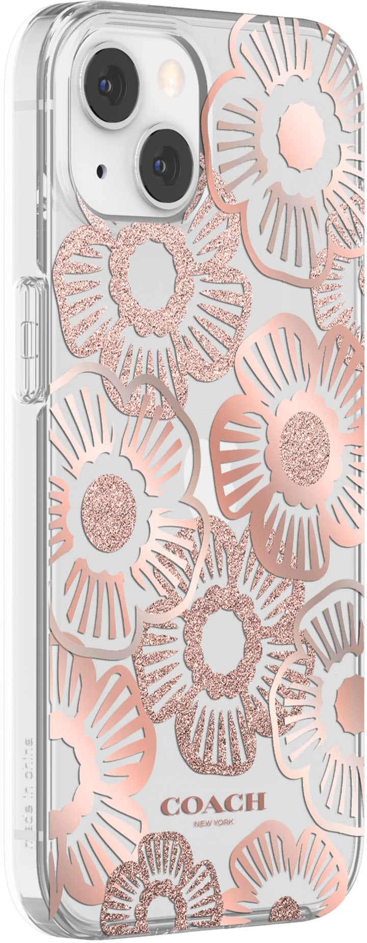 Left View: Coach - Protective Case for iPhone 13 - Tea Rose