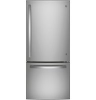 GE - 21.0 Cu. Ft. Bottom-Freezer Refrigerator - Stainless steel - Front_Zoom