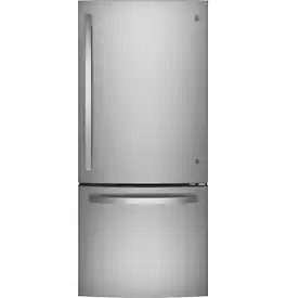 GE - 21.0 Cu. Ft. Bottom-Freezer Refrigerator with LED Interior Lighting - Stainless Steel