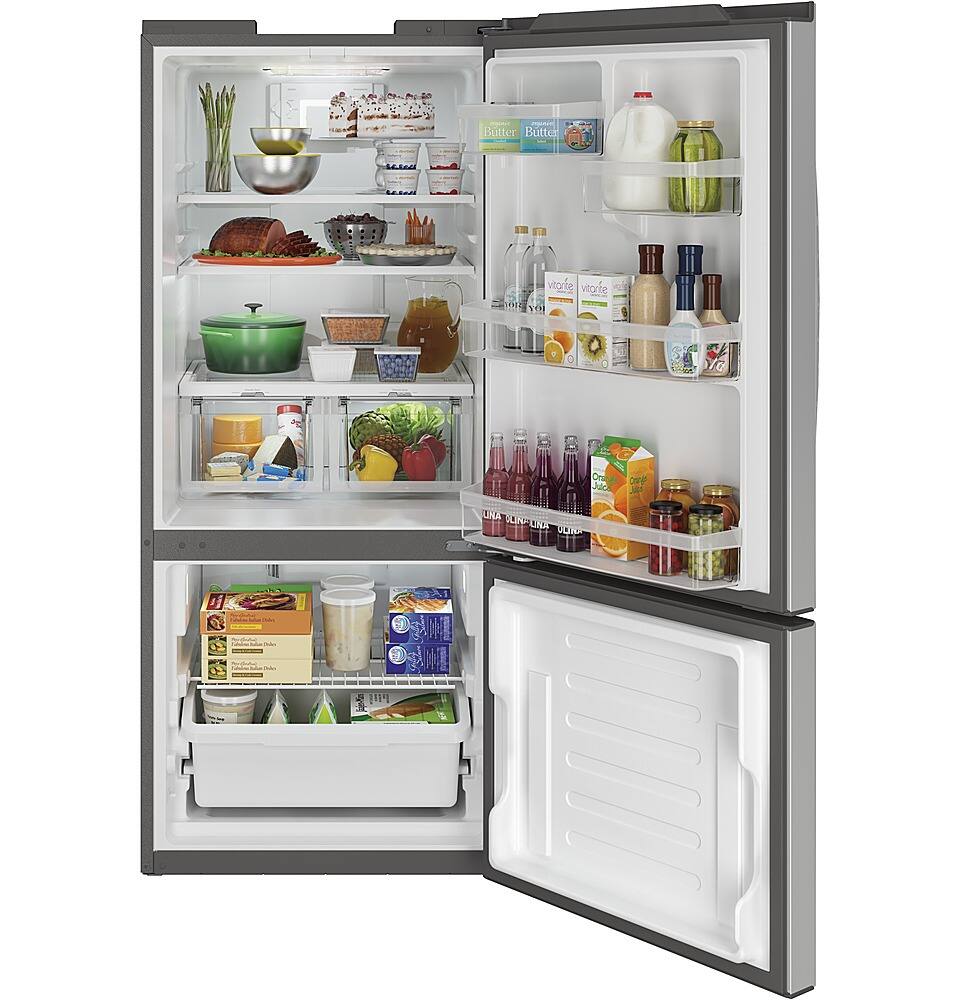 Alt View 11. GE - 21.0 Cu. Ft. Bottom-Freezer Refrigerator - Stainless Steel.
