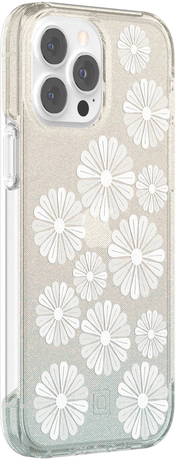 Left View: Incipio - Design Series Case for iPhone 13 Pro Max - Flower Fields Glitter Wash