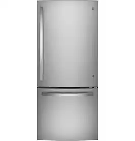GE - 21.0 Cu. Ft. Bottom-Freezer Refrigerator with LED Interior Lighting - Stainless Steel