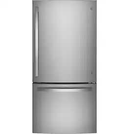 GE - 24.8 Cu. Ft. Bottom-Freezer Refrigerator with Sliding Snack Drawer - Stainless Steel