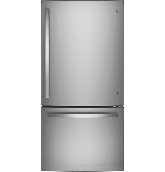 Front Zoom. GE - 24.8 Cu. Ft. Bottom-Freezer Refrigerator - Fingerprint resistant stainless steel.