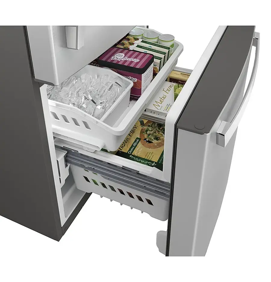 Alt View 14. GE - 24.8 Cu. Ft. Bottom-Freezer Refrigerator - Stainless Steel.