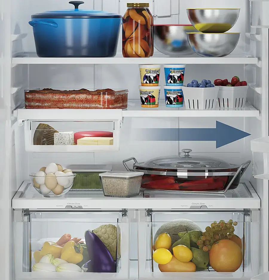 Alt View 21. GE - 24.8 Cu. Ft. Bottom-Freezer Refrigerator - Stainless Steel.