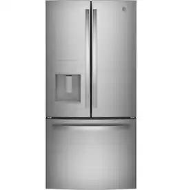 GE - 23.7 Cu. Ft. French Door Refrigerator with Space Saving Ice Maker - Stainless Steel