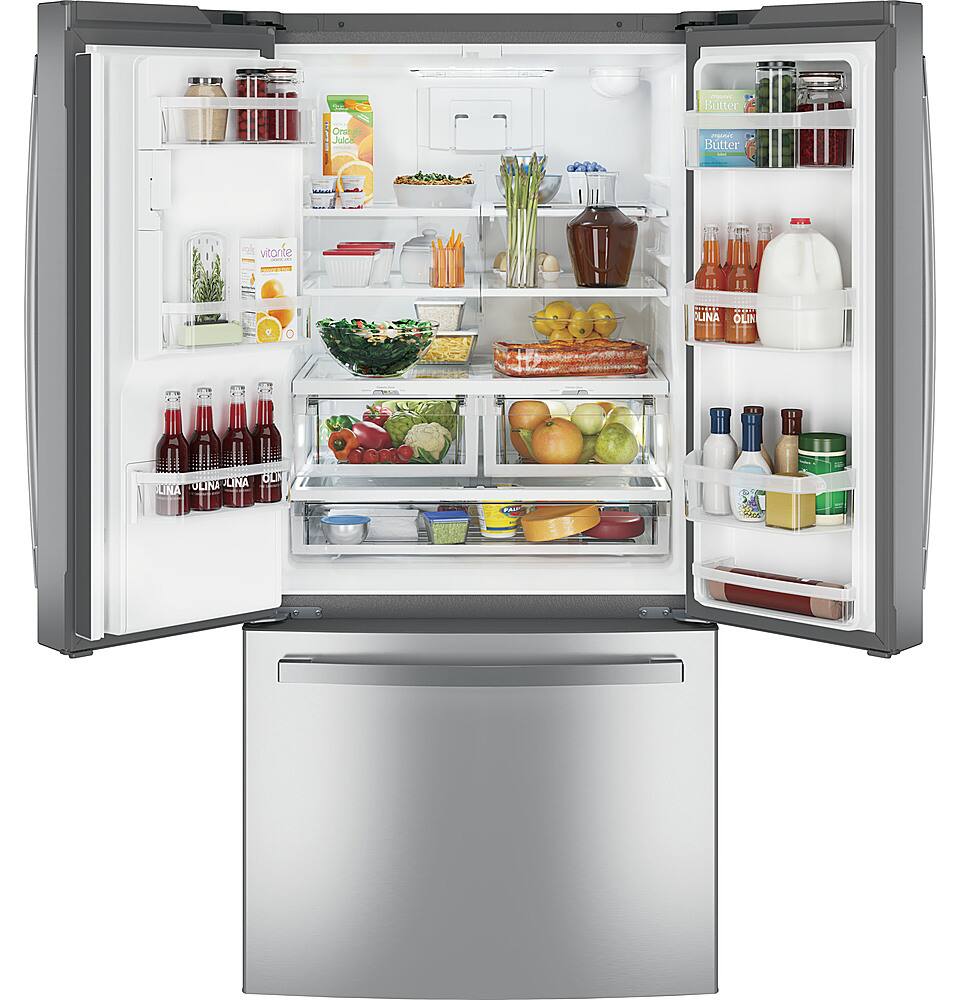 Alt View 11. GE - 23.7 Cu. Ft. French Door Refrigerator - Stainless Steel.