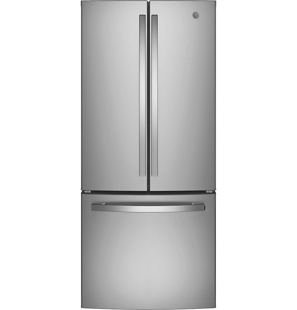 GE - 20.8 Cu. Ft. French Door Refrigerator with LED Interior Lighting - Fingerprint resistant Stainless steel - Front_Zoom