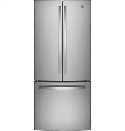 Front. GE - 20.8 Cu. Ft. French Door Refrigerator - Stainless Steel.
