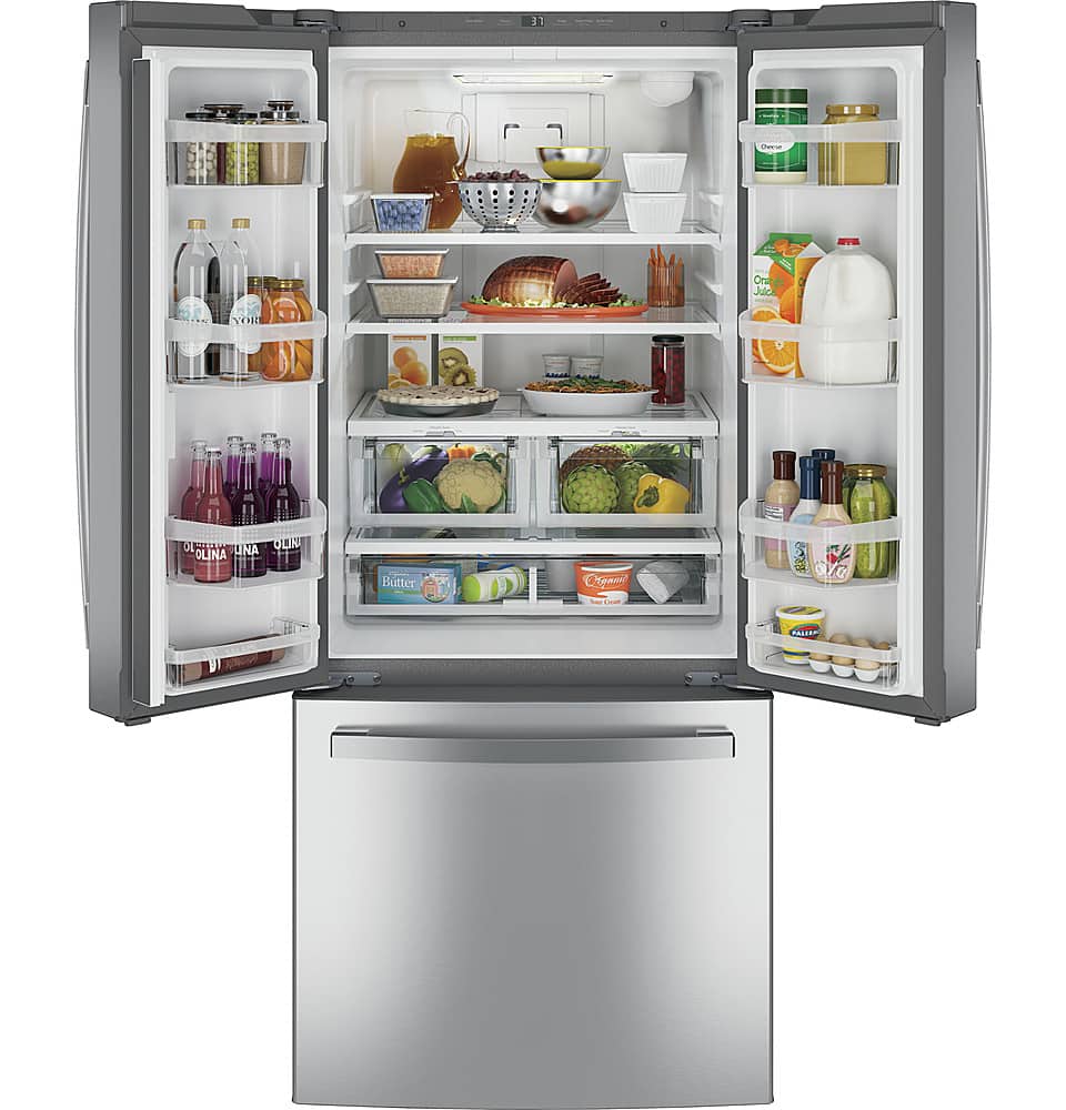 Alt View 11. GE - 20.8 Cu. Ft. French Door Refrigerator - Stainless Steel.